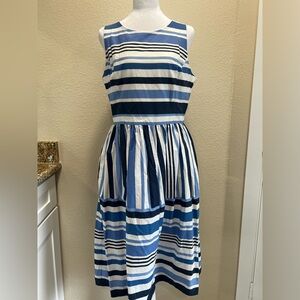 Vince Camuto Navy and White Striped Midi Dress